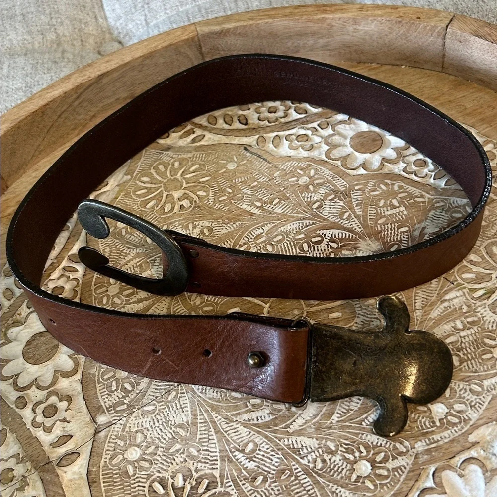 ERICSON BEAMON LEATHER BELT WITH DECORATIVE BUCKLE FOR GOYPHON NEW YORK